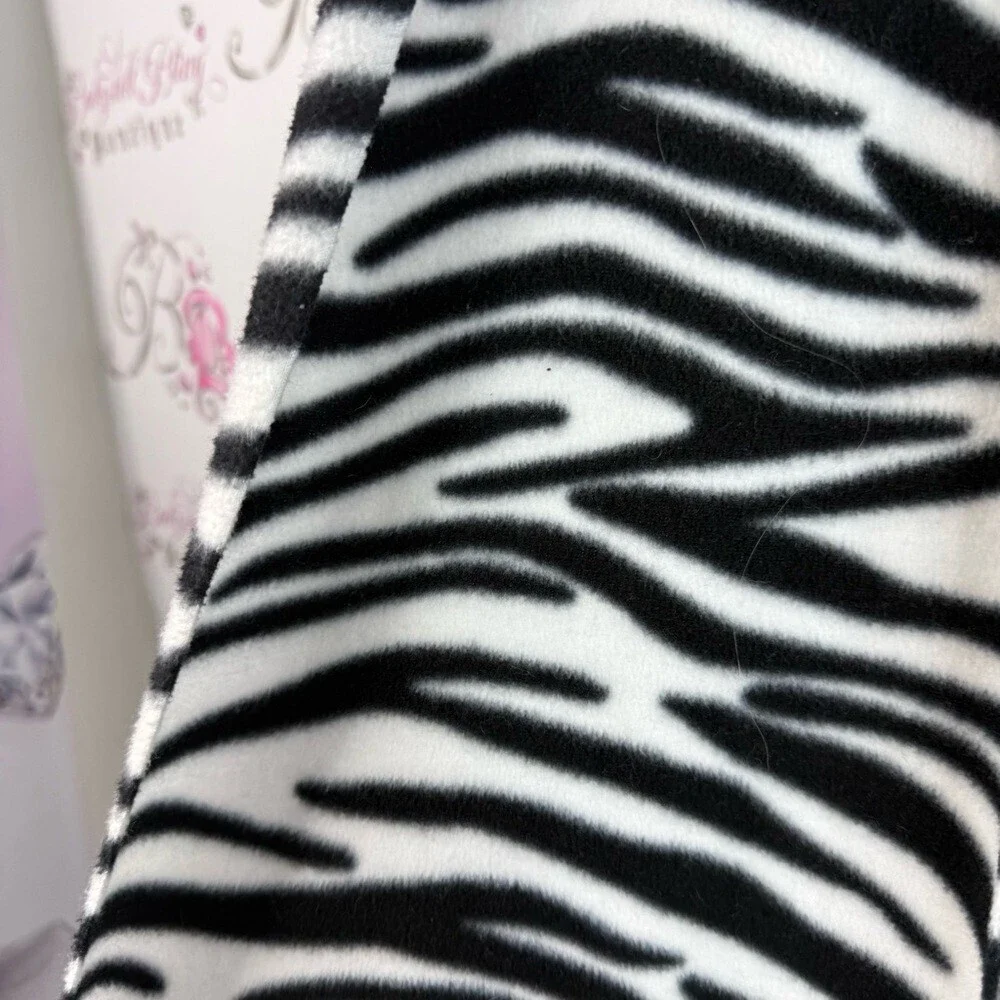Scarf Zebra fleece soft tassles Y2K Print Black and White Scarf